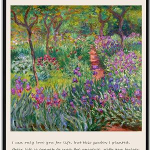 Zzuyi Claude Monet Framed Canvas Wall Art. The Iris Garden at Giverny Landscape Art Prints for Living Room. Bedroom. Office- 12x16 Black Framed: Posters & Prints